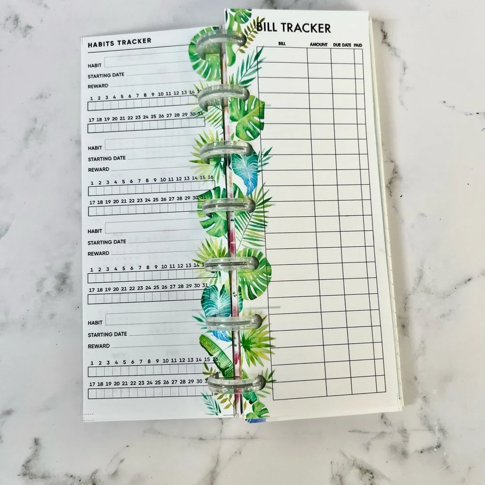 Skinny mini planner weekly layout tropical plants flowers plant lover stickers